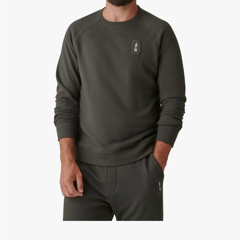 Bass Outdoor Performance Crewneck Sweatshirt Olive Green Men’s Small Athleisure